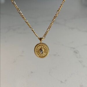 LVC Jewelry • Yellow Gold Plated Necklace with Evil Eye Charm